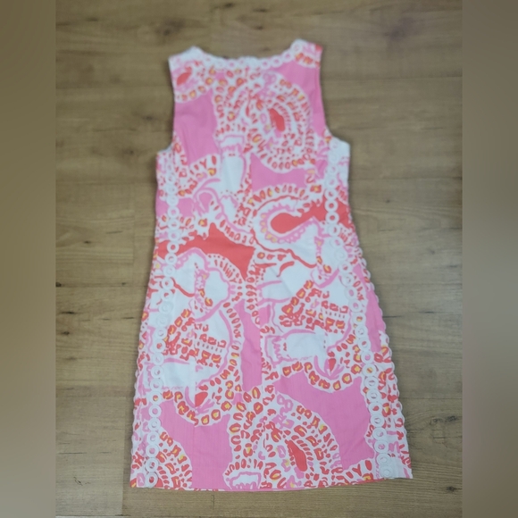 Lilly Pulitzer Mila Shift Hot Coral Trunk In Love Dress - Picture 10 of 10
